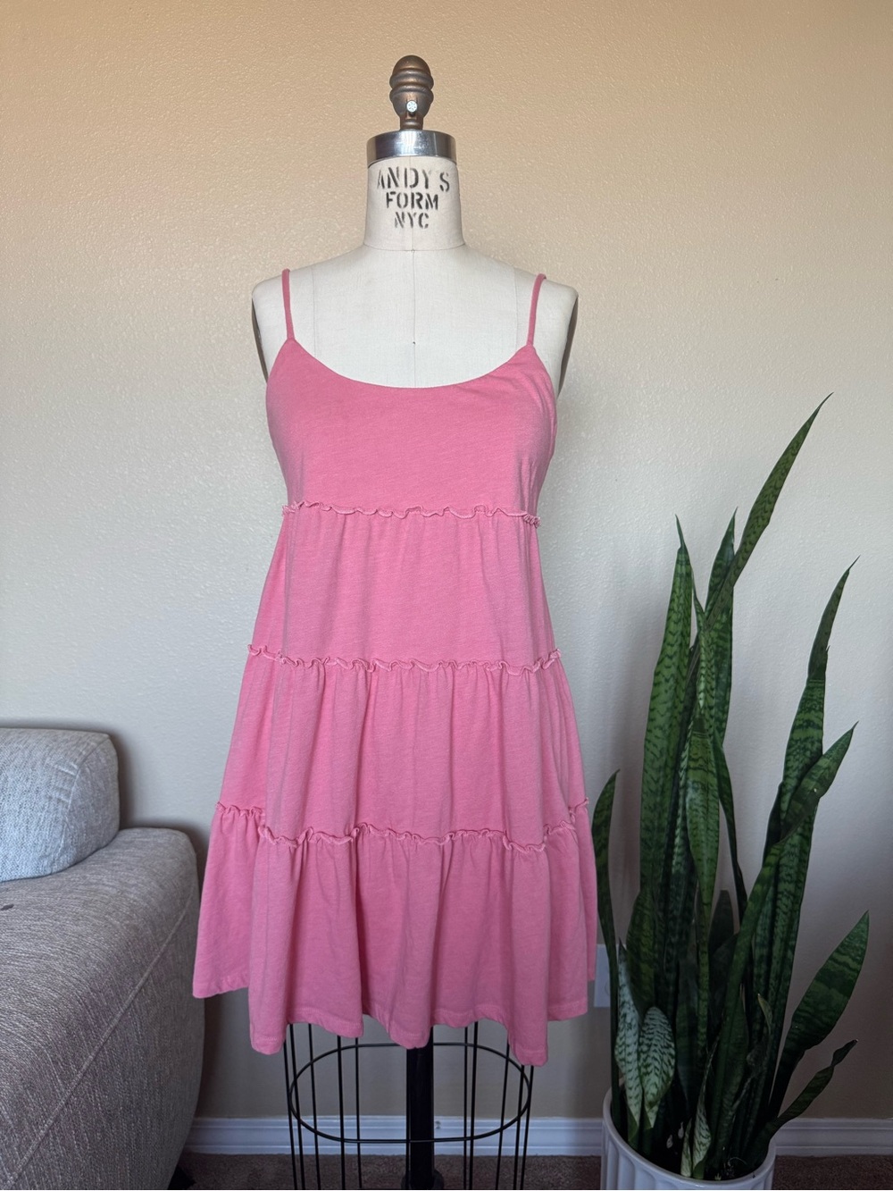 Z Supply Pink Tiered Spaghetti-Strap Mini Summer Dress Size Small